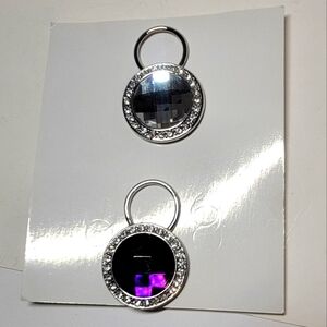 Silver and Purple Magnetic Eyeglass Holders For Shirt (2) NWT